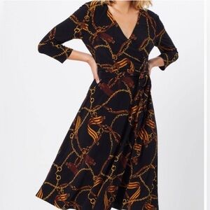 Vintage Ralph Lauren Chain Equestrian Horse Fit Flare No Wrinkle Dress Size 2P
